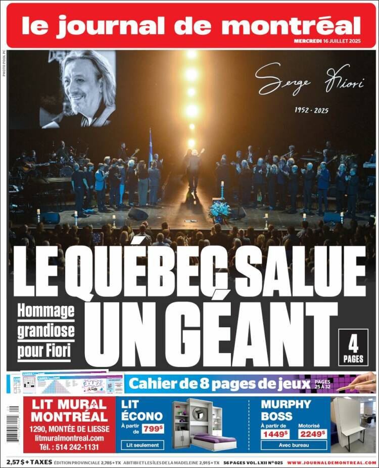Portada de Le Journal de Montréal (Canadá)