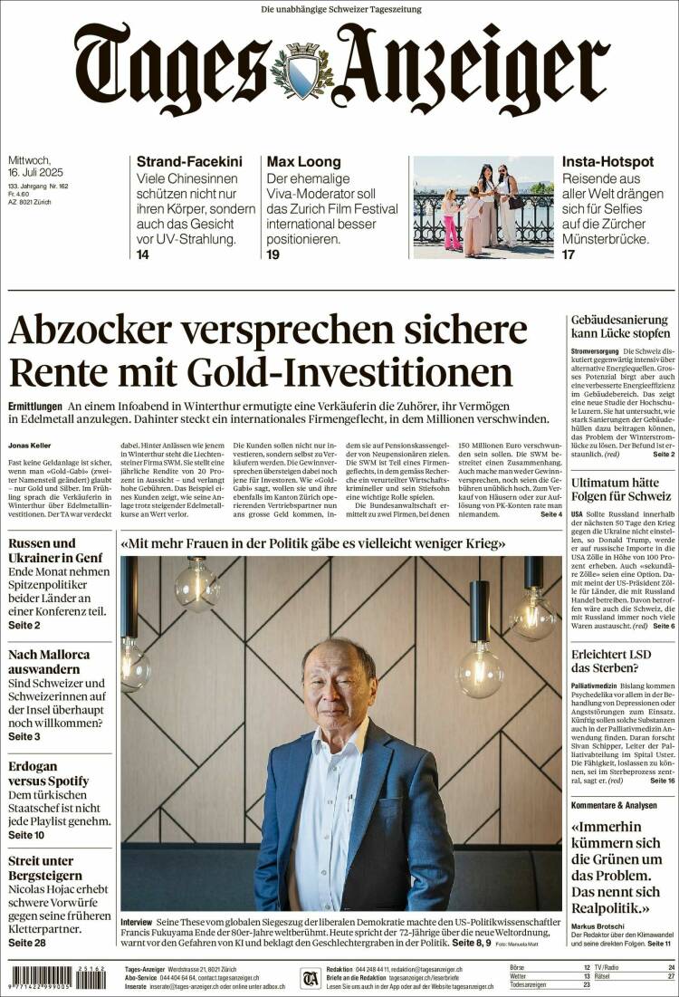 Portada de Tages-Anzeiger (Switzerland)