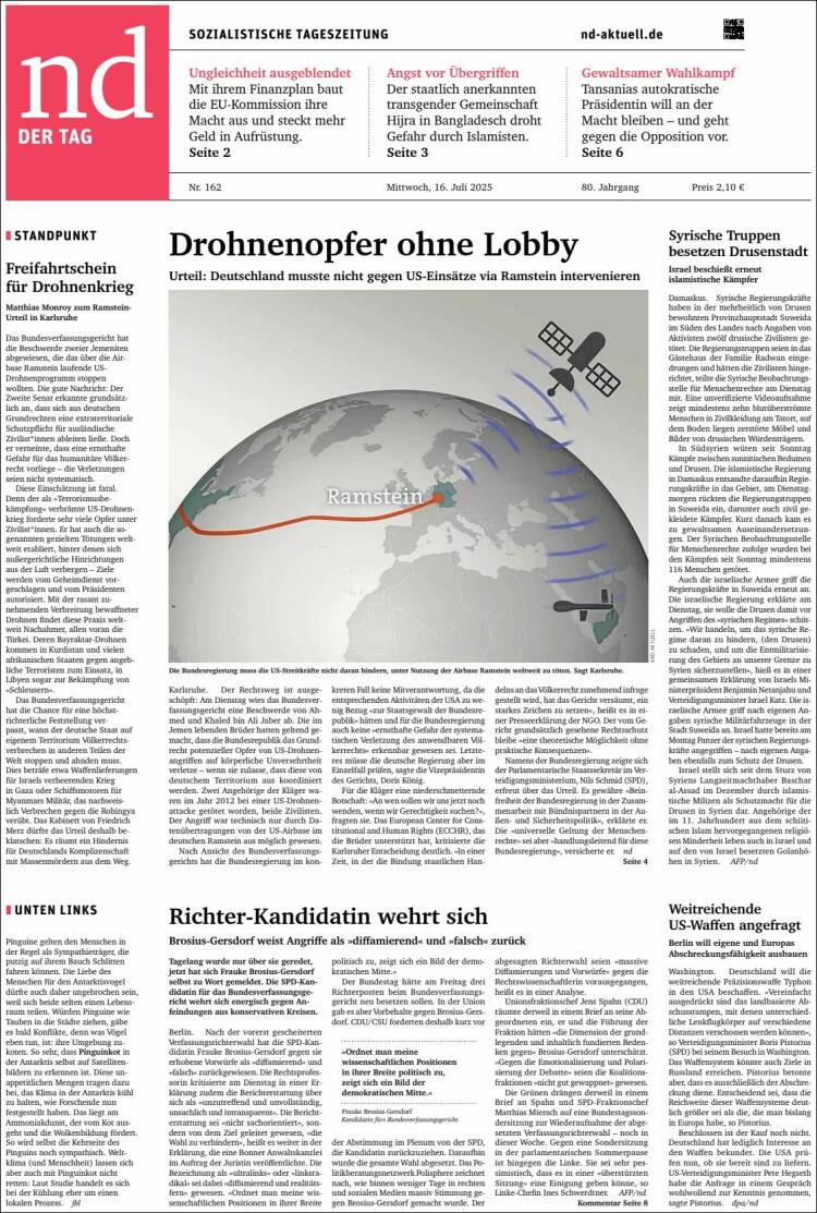 Portada de Neues Deutschland (Germany)