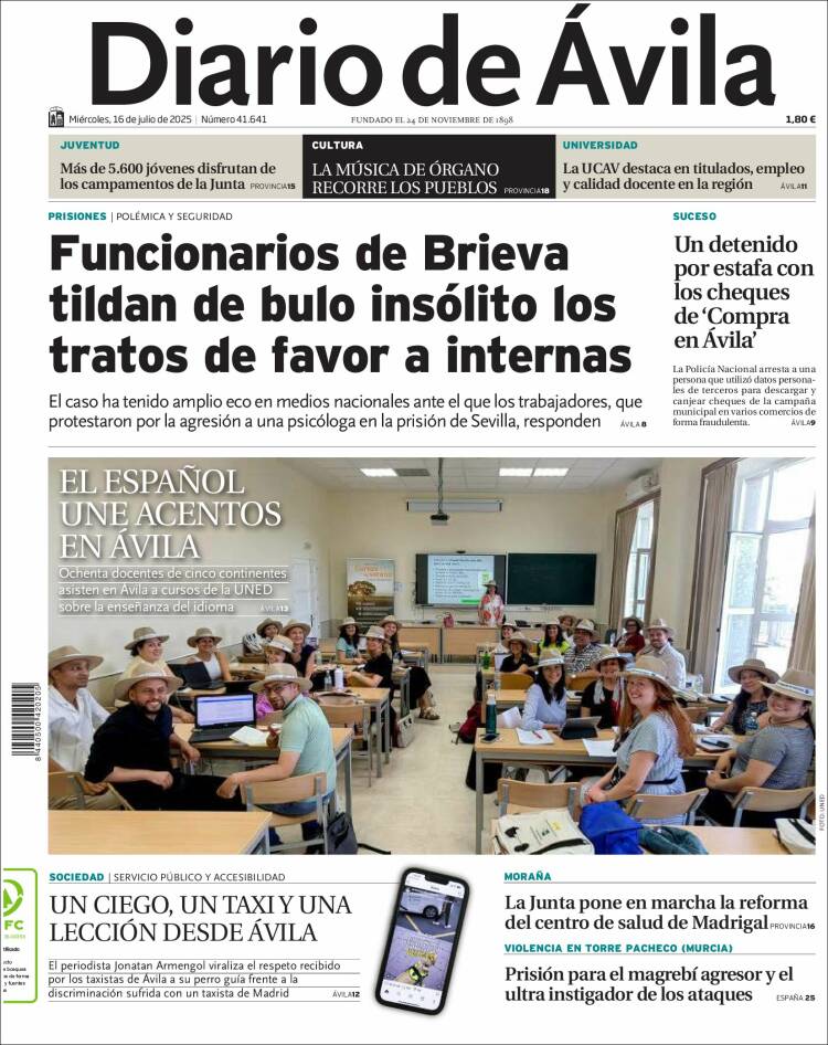 Portada de Diario de Ávila (Spain)