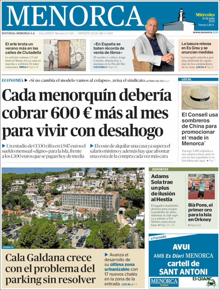 Portada de Menorca - Diario Insular (Spain)