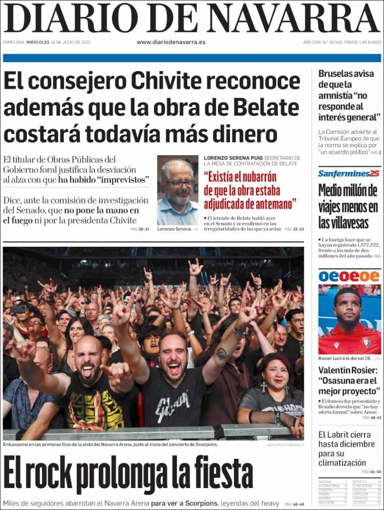 Portada de Diario de Navarra (Espagne)