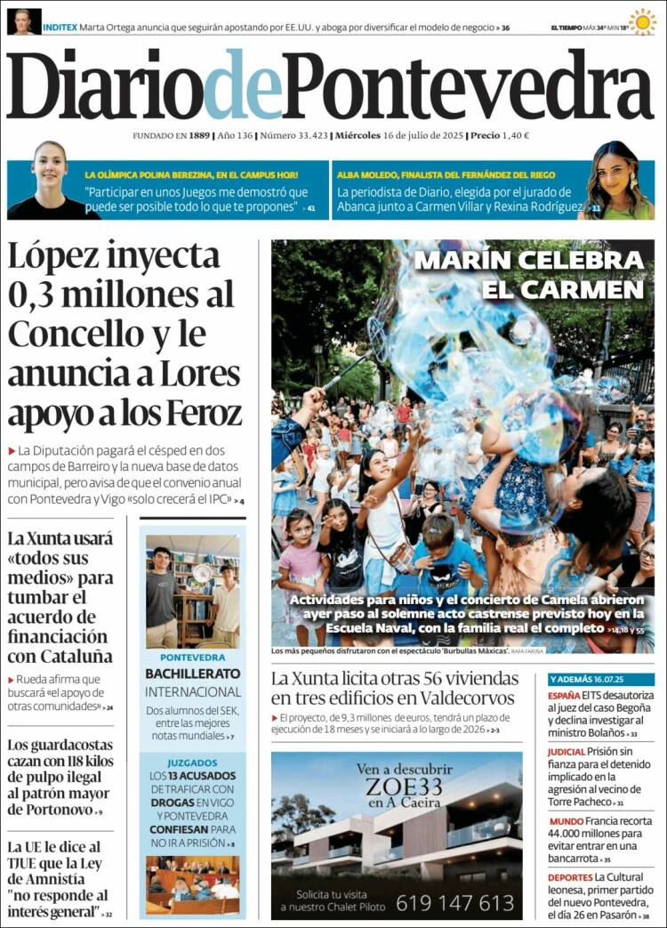 Portada de Diario de Pontevedra (Spain)