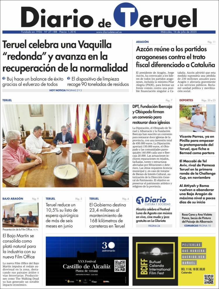 Portada de Diario de Teruel (Spain)