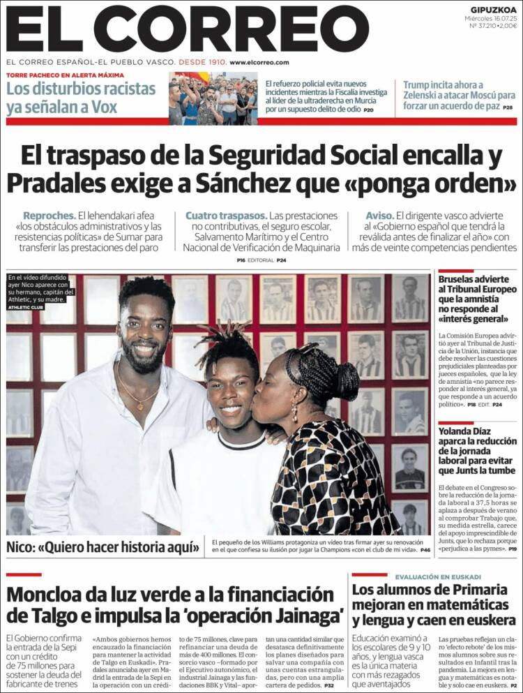 Portada de El Correo - Guipuzcoa (Spain)