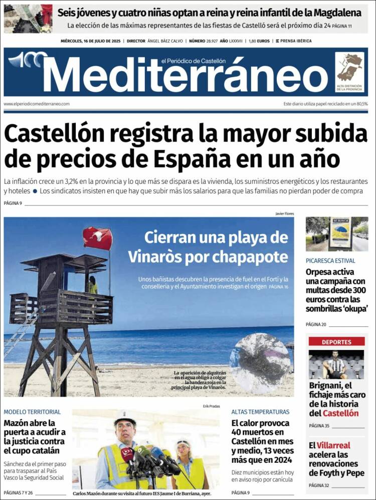 Portada de El Periódico Mediterraneo (Spain)
