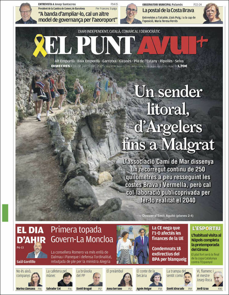 Portada de El Punt Avui - Girona (Spain)