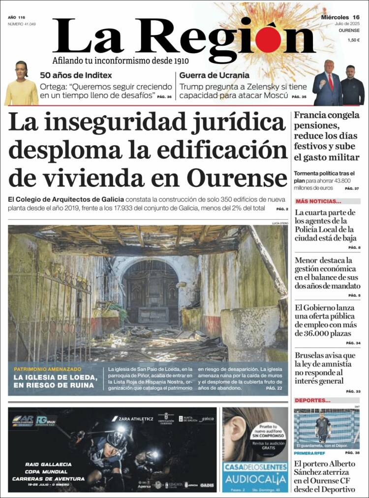 Portada de La Región de Ourense (Spain)
