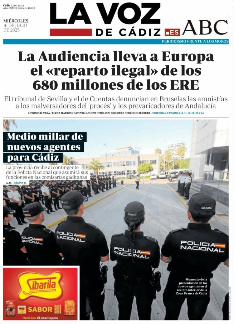 Portada de La Voz de Cádiz (Spain)
