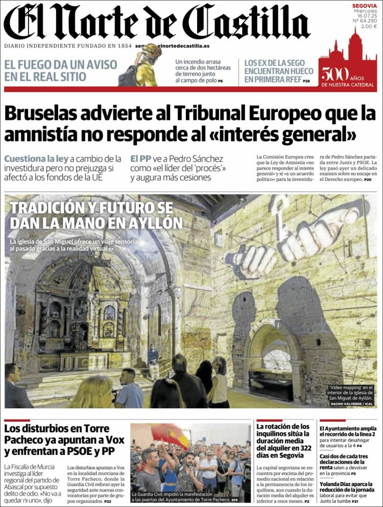 Portada de Norte de Castilla - Segovia (Spain)