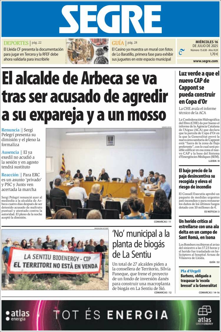 Portada de Segre  (Spain)