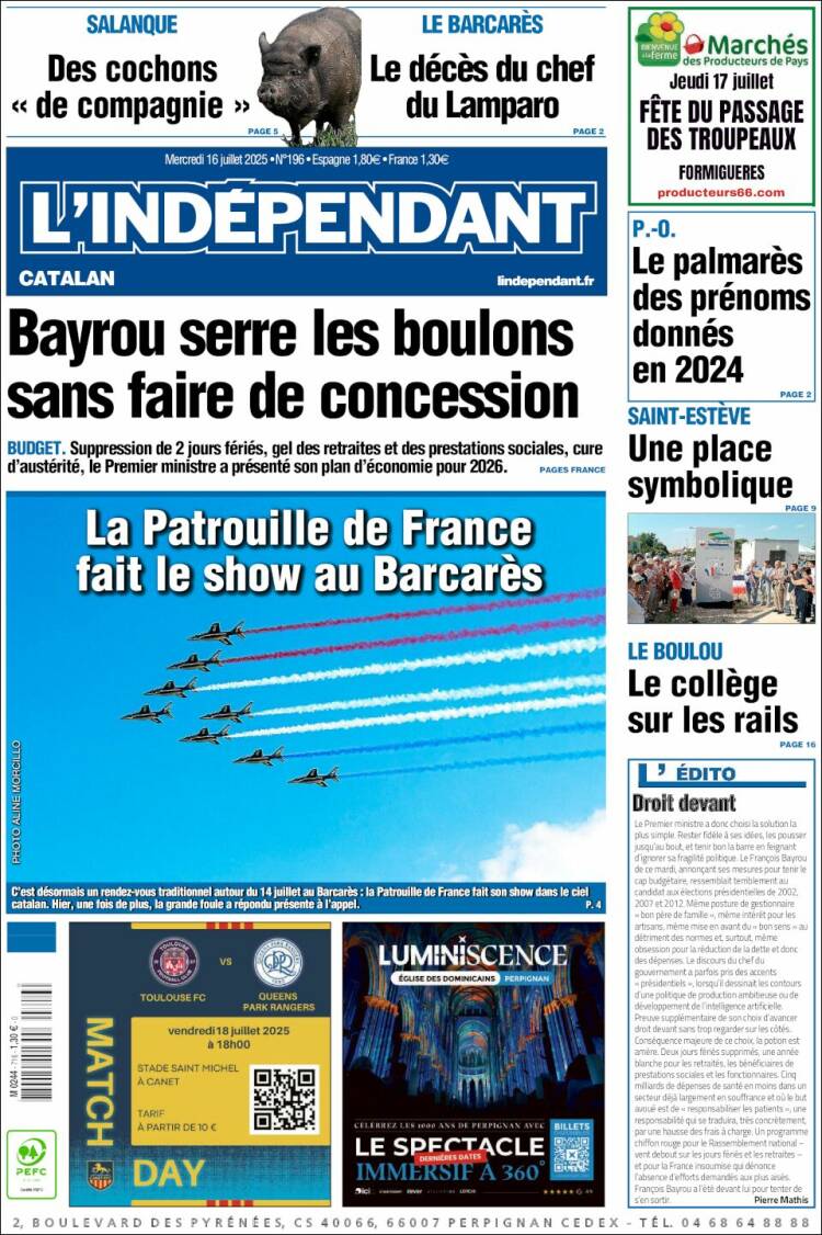 Portada de Le Indépendant (France)