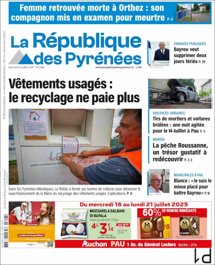 Portada de La République des Pyrénées (France)