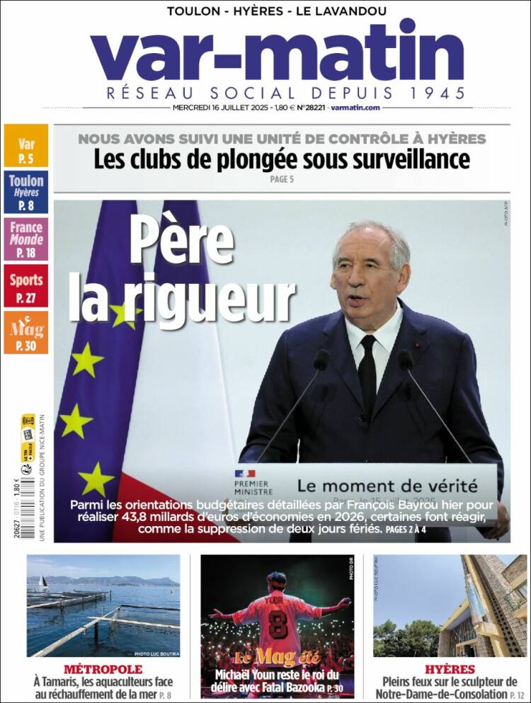 Portada de Var-Matin (France)