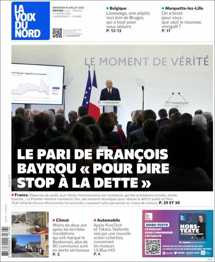 Portada de La Voix du Nord (France)