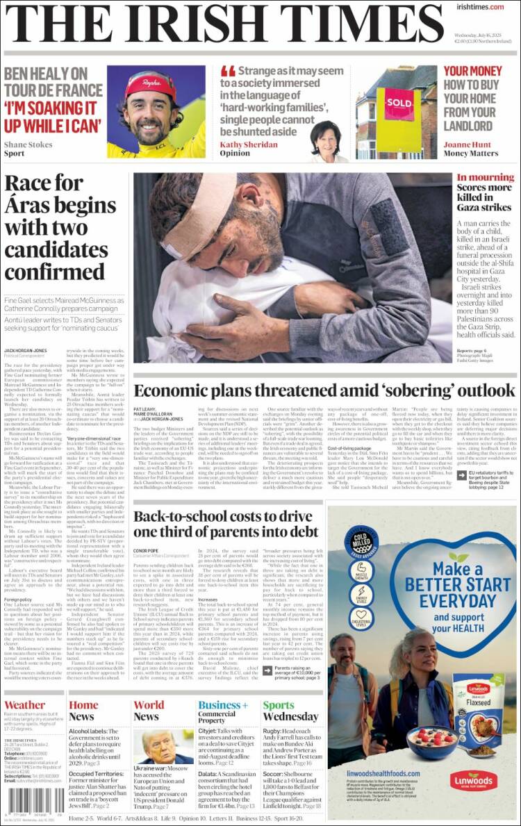Portada de Irish Times (Ireland)