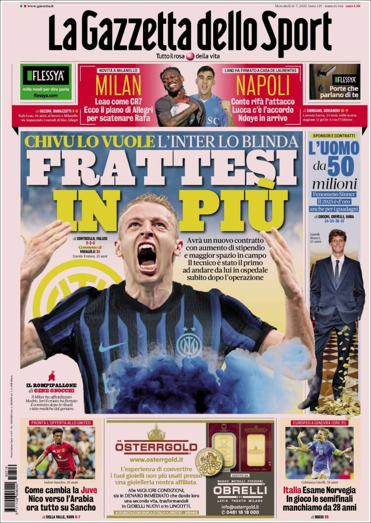 Portada de La Gazzetta dello Sport (Italy)