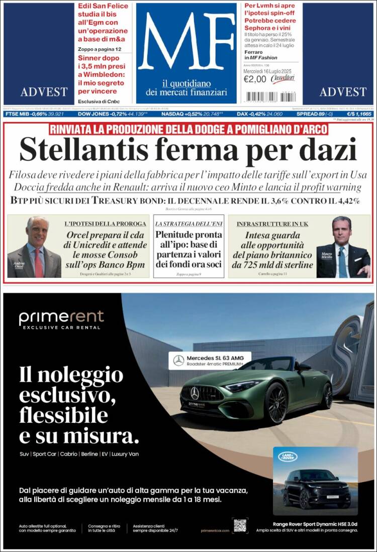 Portada de Milano Finanza (Italy)