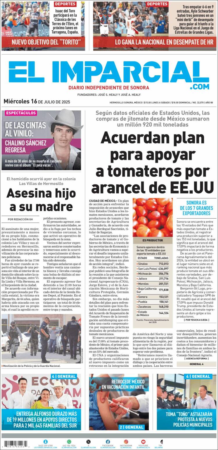 Portada de El Imparcial (México)