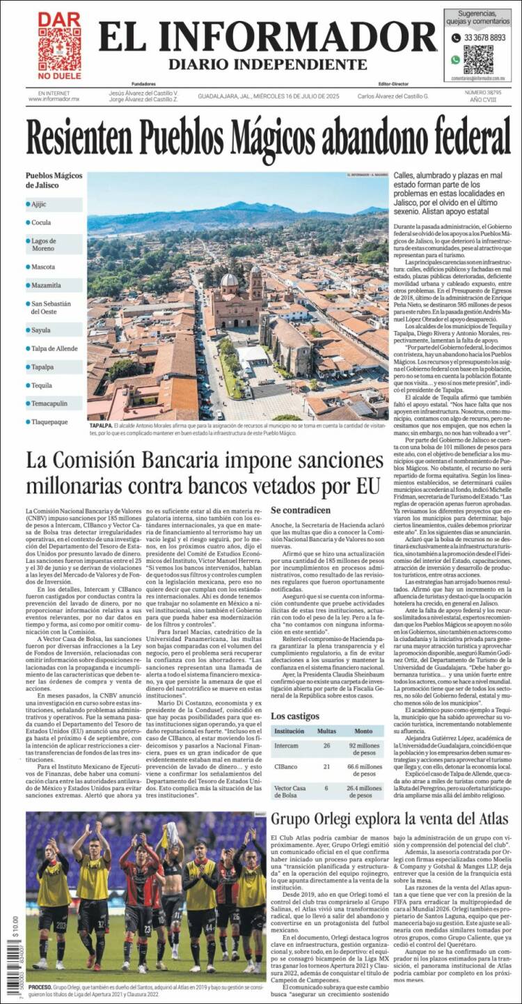 Portada de El Informador (México)