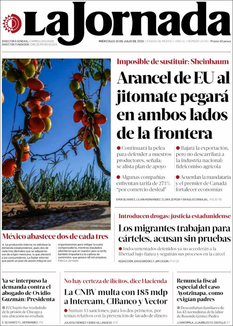 Portada de La Jornada (México)