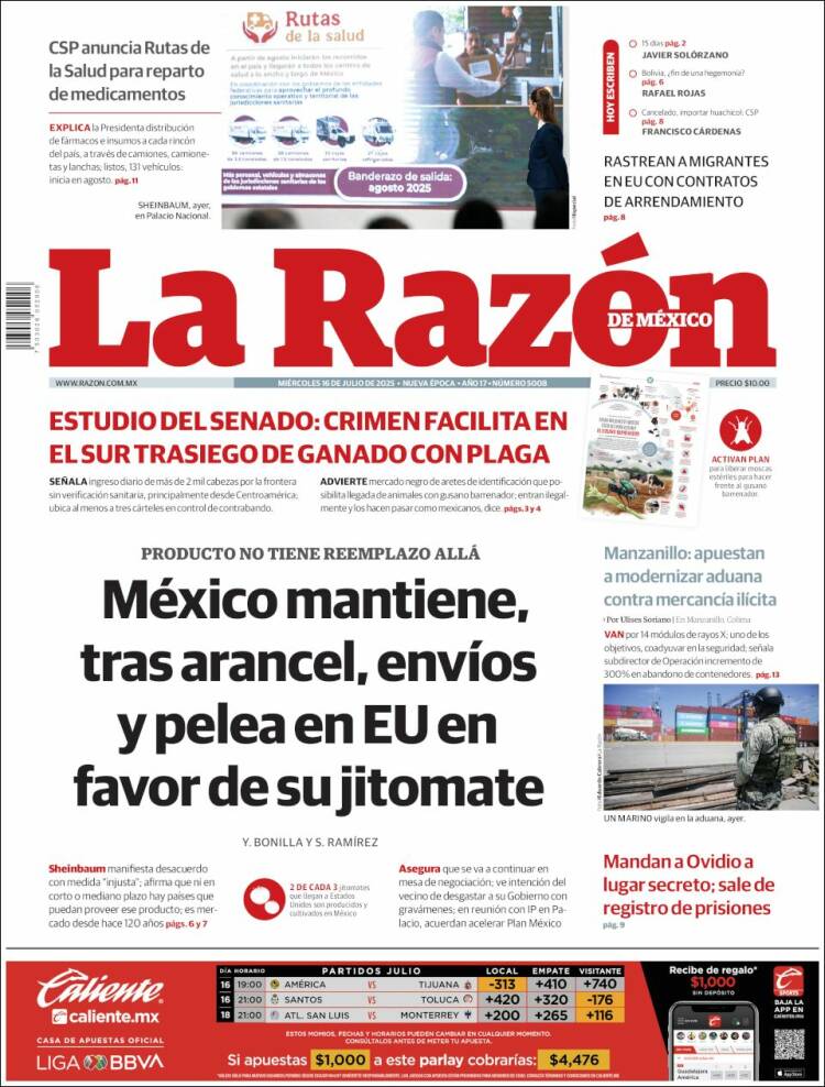 Portada de La Razón (México)