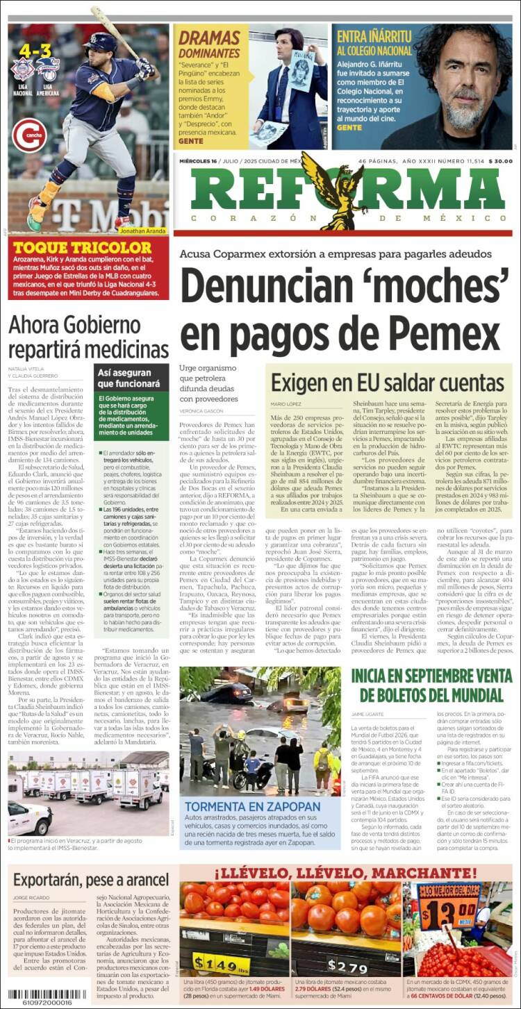 Portada de Reforma (México)