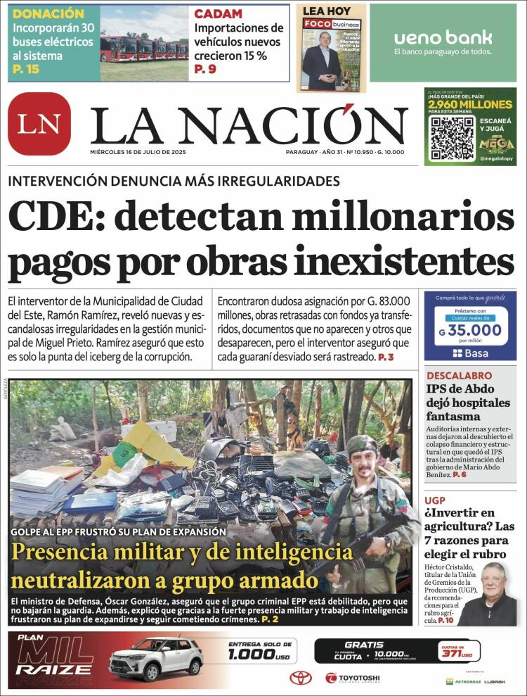 Portada de La Nación (Paraguay)