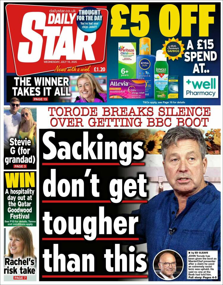 Portada de Daily Star (United Kingdom)