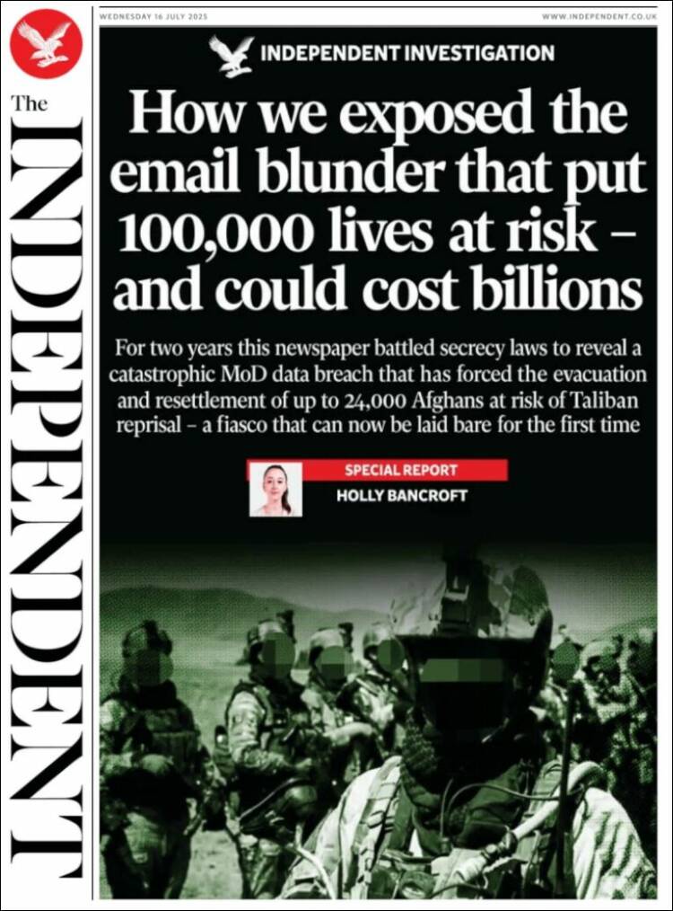 Portada de The Independent (United Kingdom)