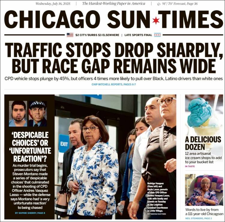 Portada de Chicago Sun-Times (USA)