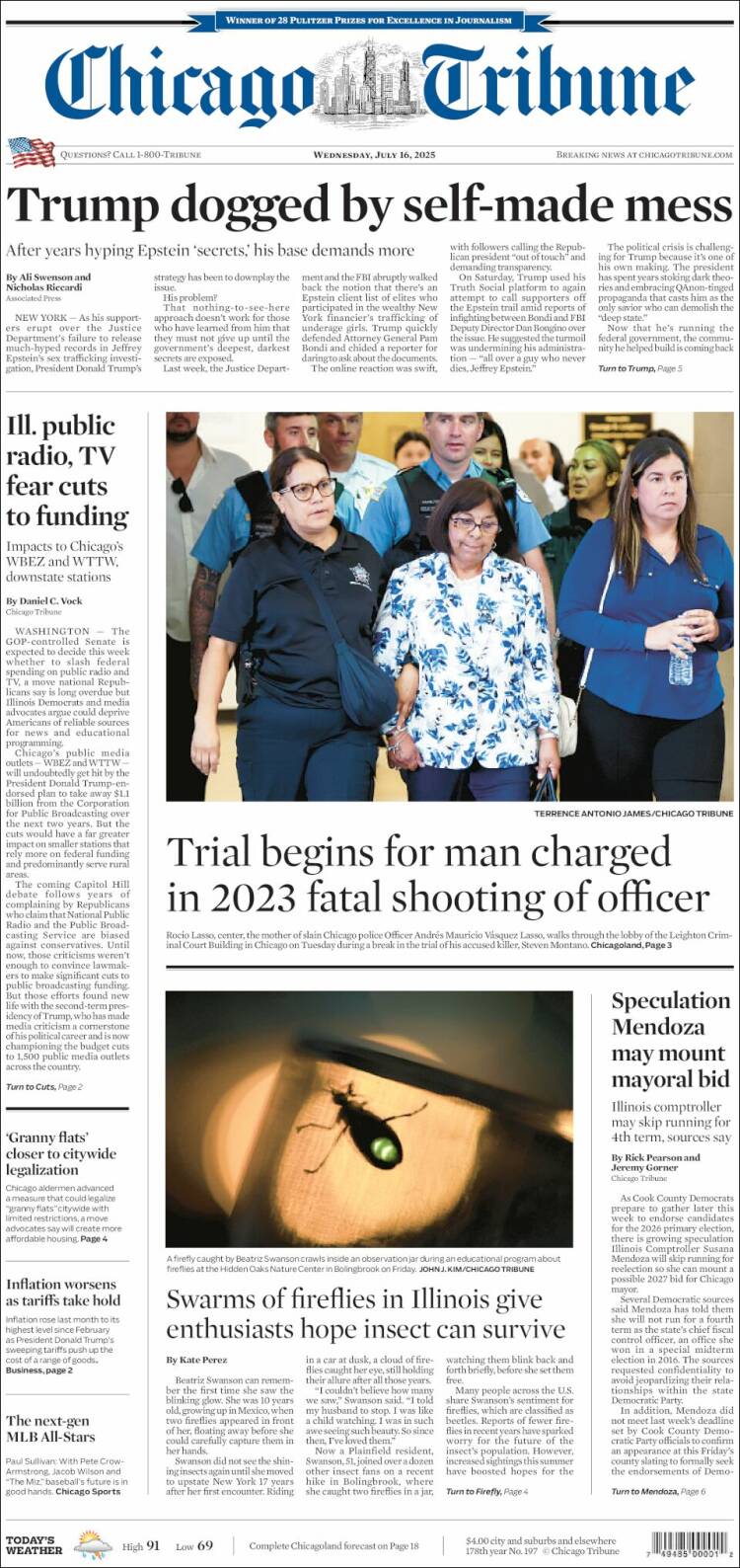 Portada de Chicago Tribune (USA)