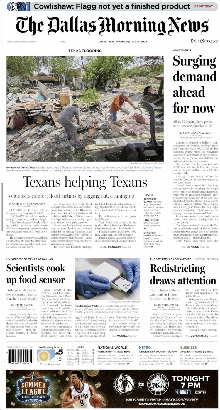 Portada de Dallas Morning News (USA)
