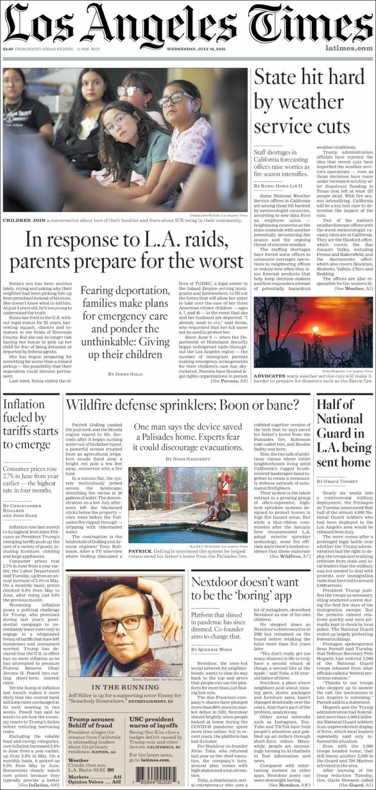 Portada de Los Angeles Times (USA)