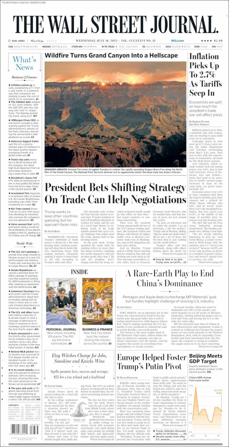 Portada de Wall Street Journal (USA)