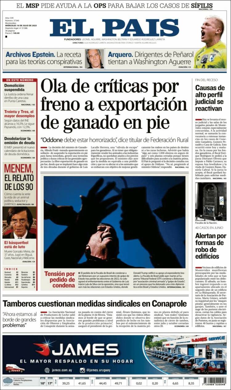 Portada de El País (Uruguay)