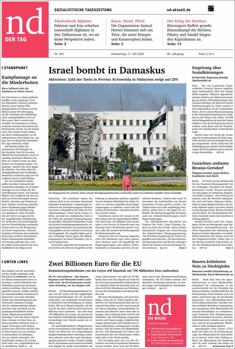 Portada de Neues Deutschland (Germany)