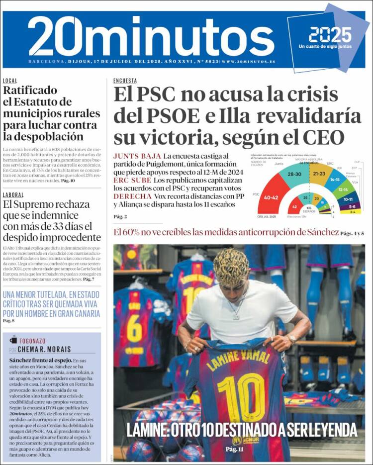 Portada de 20 Minutos - Barcelona (Spain)