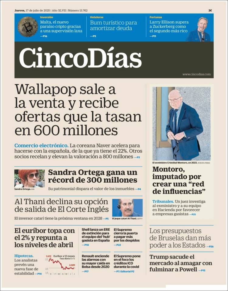 Portada de Cinco Días (Spain)