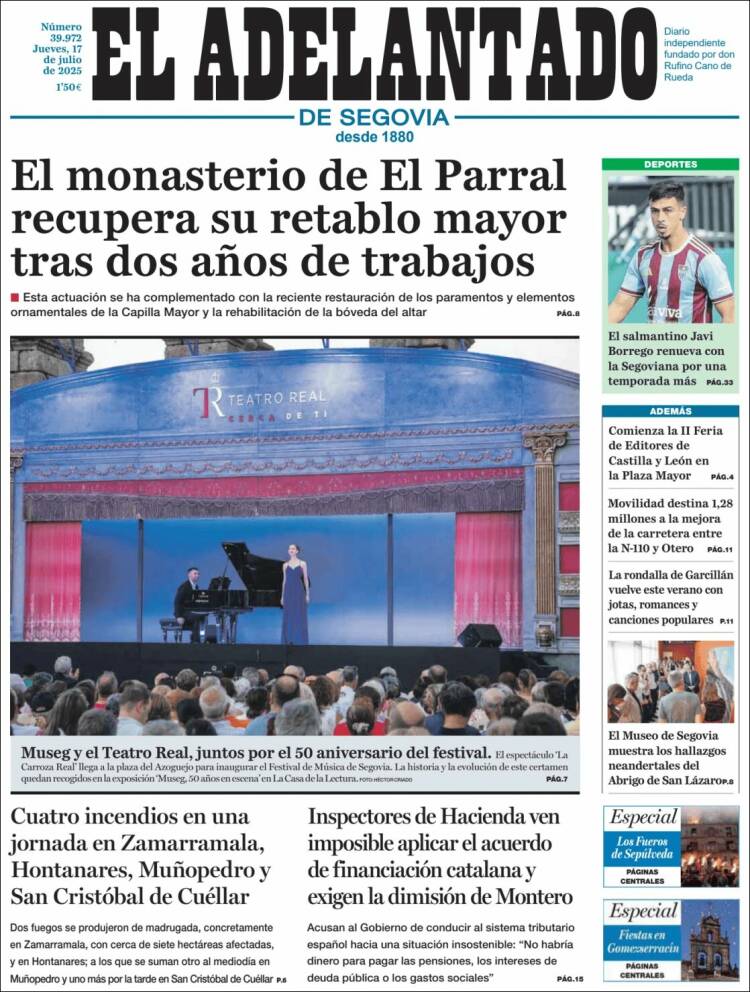 Portada de El Adelantado de Segovia (Spain)