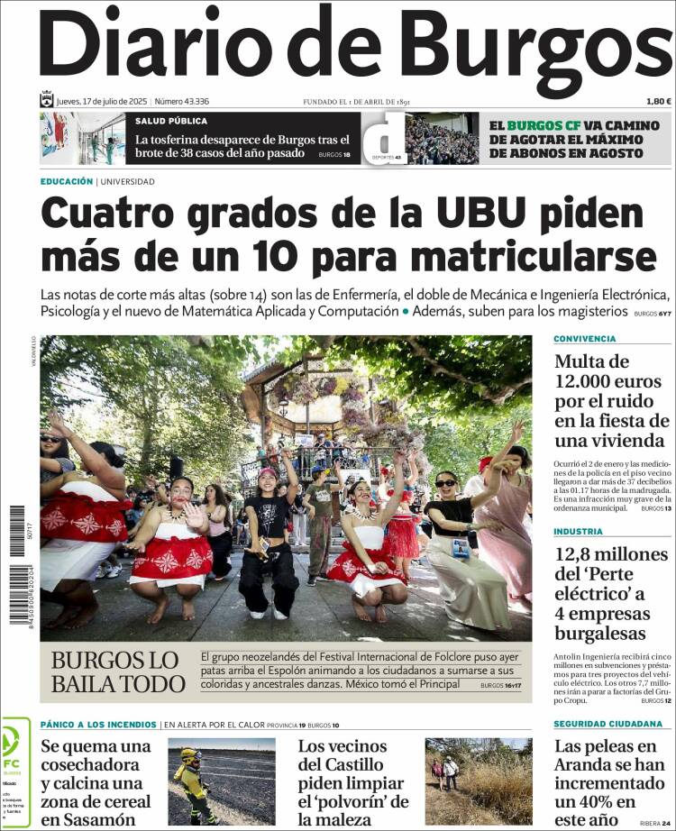 Portada de Diario de Burgos (Spain)