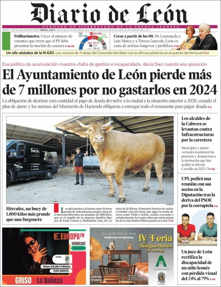 Portada de Diario de León (Spain)