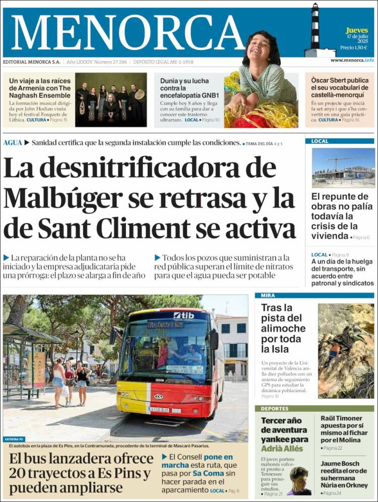 Portada de Menorca - Diario Insular (Spain)