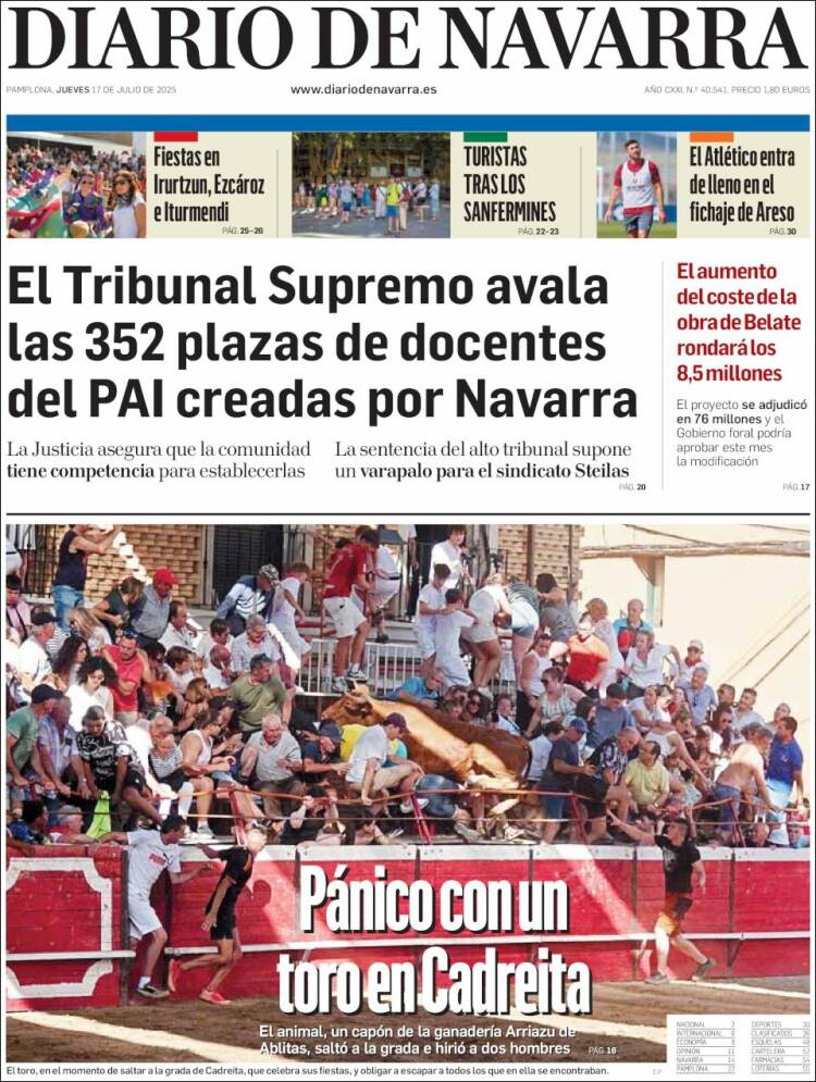 Portada de Diario de Navarra (Spain)