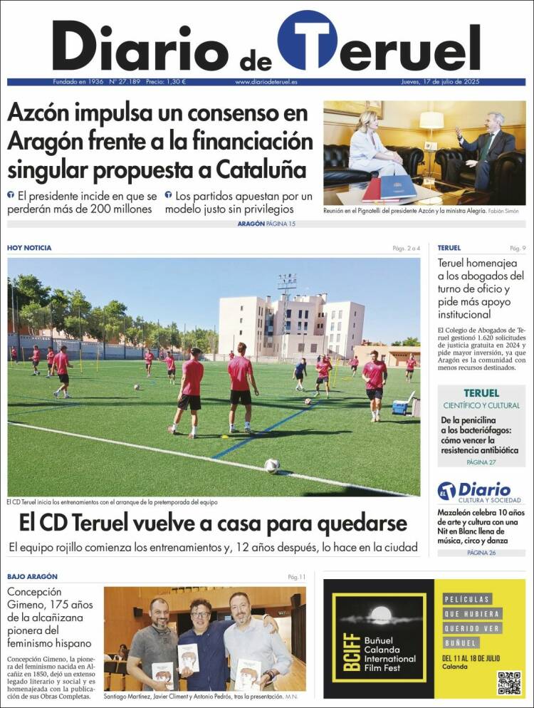 Portada de Diario de Teruel (Spain)