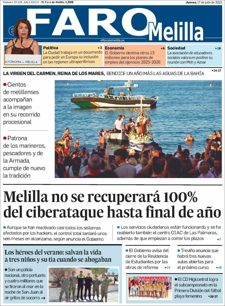 Portada de El Faro de Melilla (Spain)