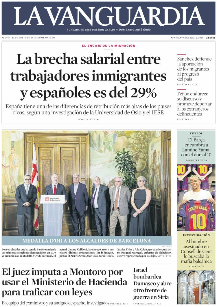 Portada de La Vanguardia (Spain)