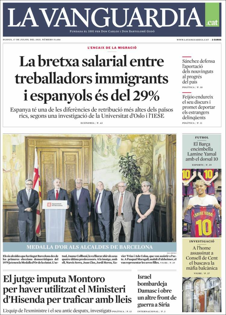 Portada de La Vanguardia (Spain)