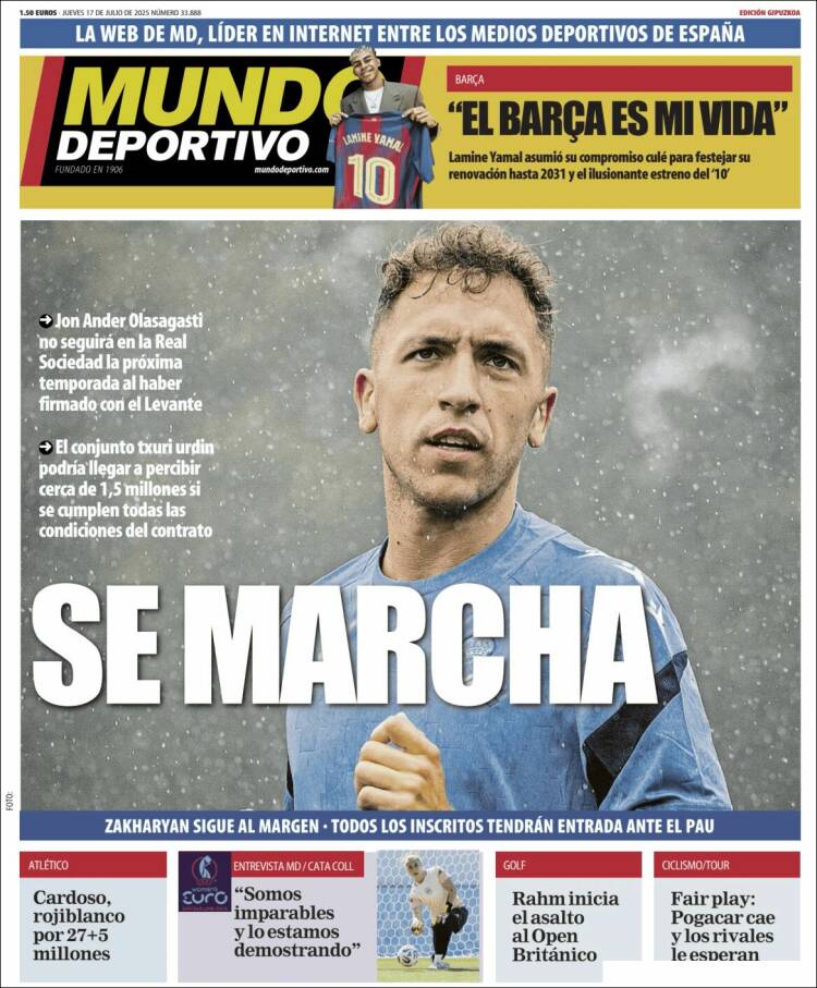 Portada de Mundo Deportivo Gipuzkoa (Spain)