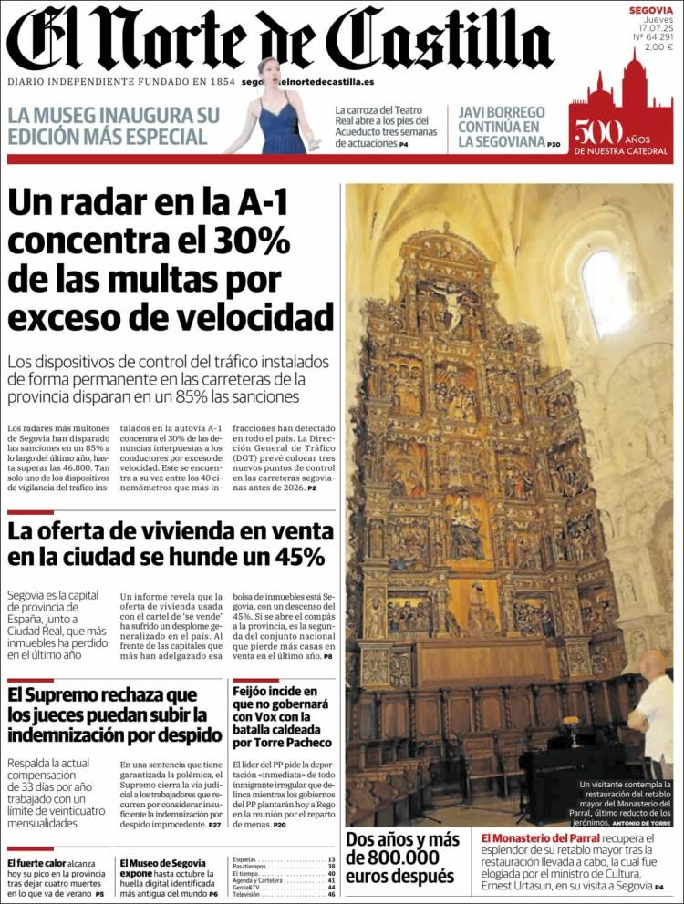 Portada de Norte de Castilla - Segovia (Spain)